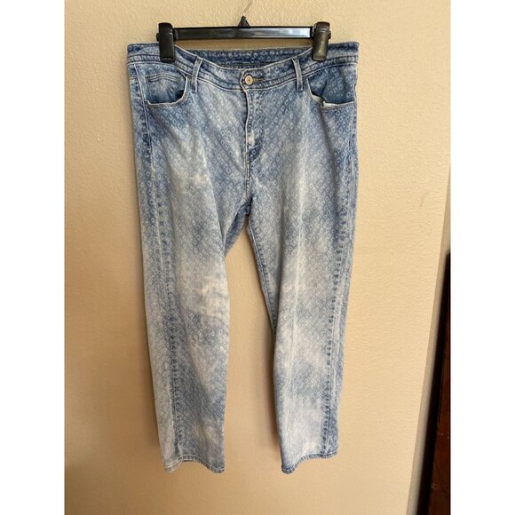 Levis Patterned Light Wash Womens Straight Leg Jeans 12 W31 Button Faded - Picture 2 of 8